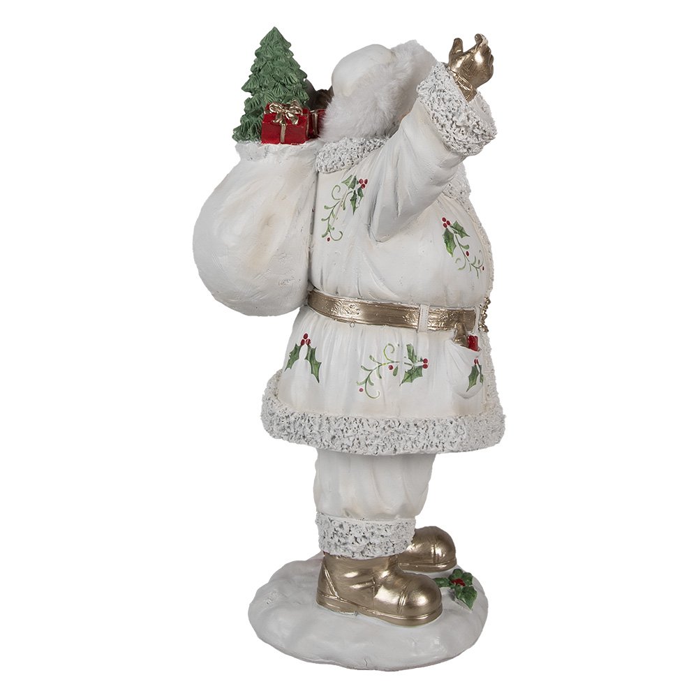 Kerstdecoratie Beeld Kerstman 31 cm Wit Polyresin
