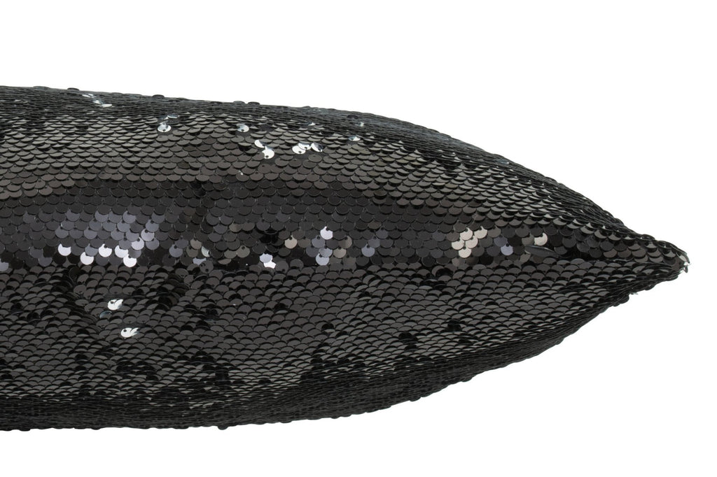 J-Line Kussen Omkeerbaar Sequin Zwart/Zilver