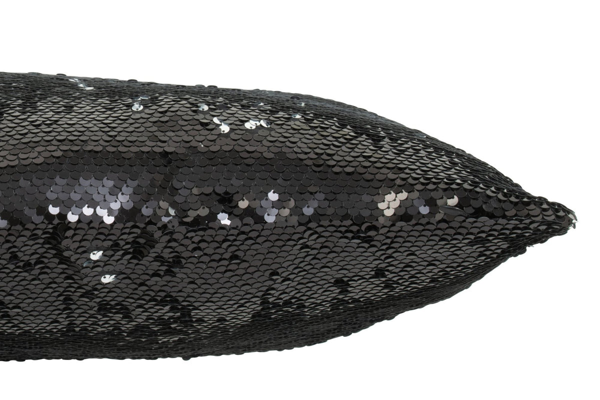 J-Line Kussen Omkeerbaar Sequin Zwart/Zilver