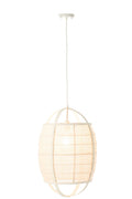 J-Line hanglamp Ion - linnen/bamboe - wit - small