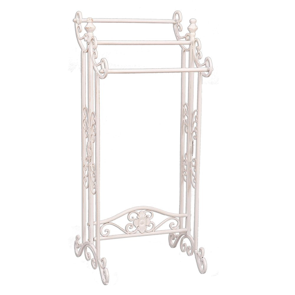 Handdoekenrek 40x37x91 cm wit ijzer Bloemen Handdoekhouder