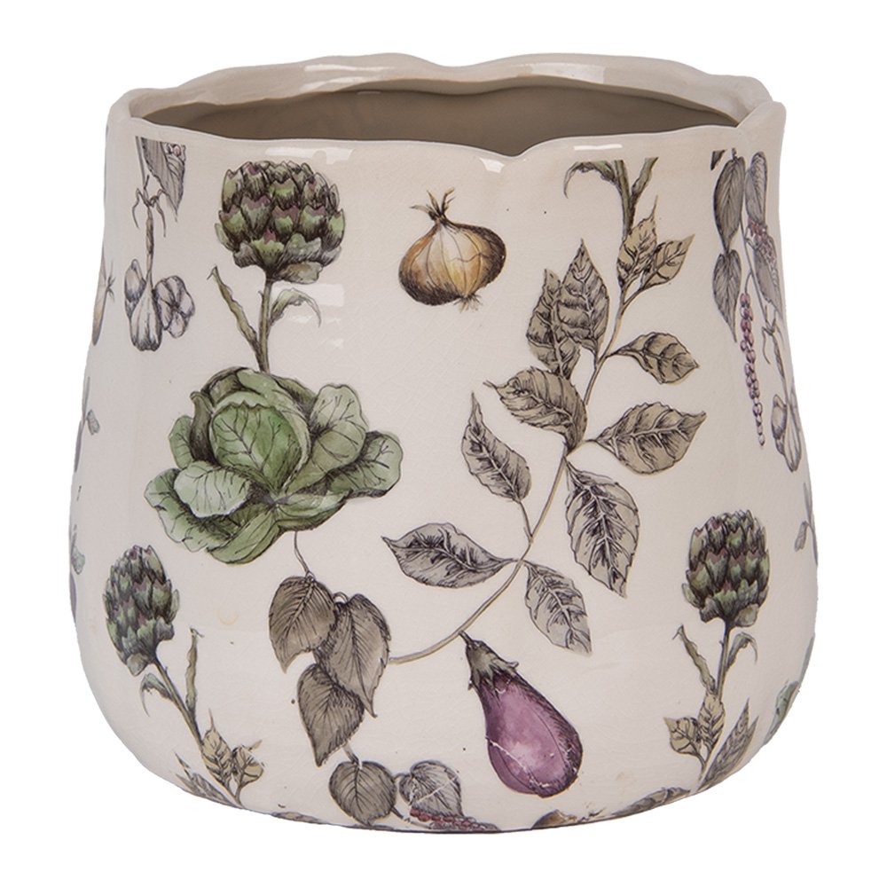 Bloempot Ø 21x19 cm Beige Keramiek Groenten