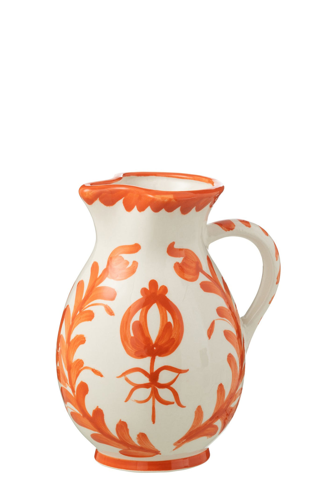 J-Line karaf Granada - keramiek - wit/oranje - medium