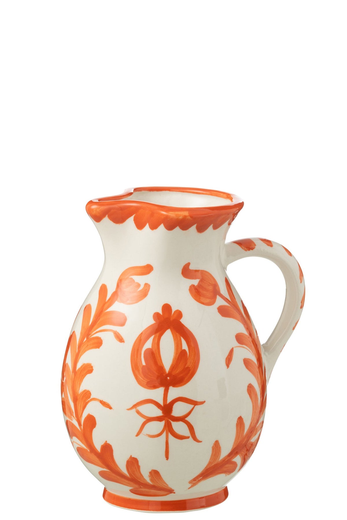 J-Line karaf Granada - keramiek - wit/oranje - medium