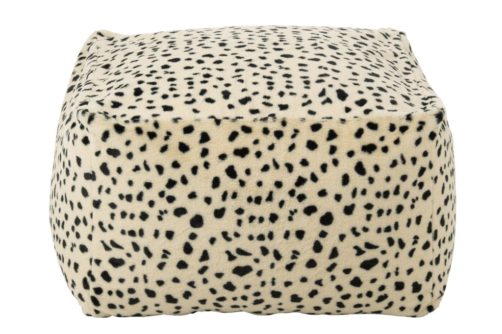 J-Line Poef met dalmatiërmotief - polyester - wit/zwart
