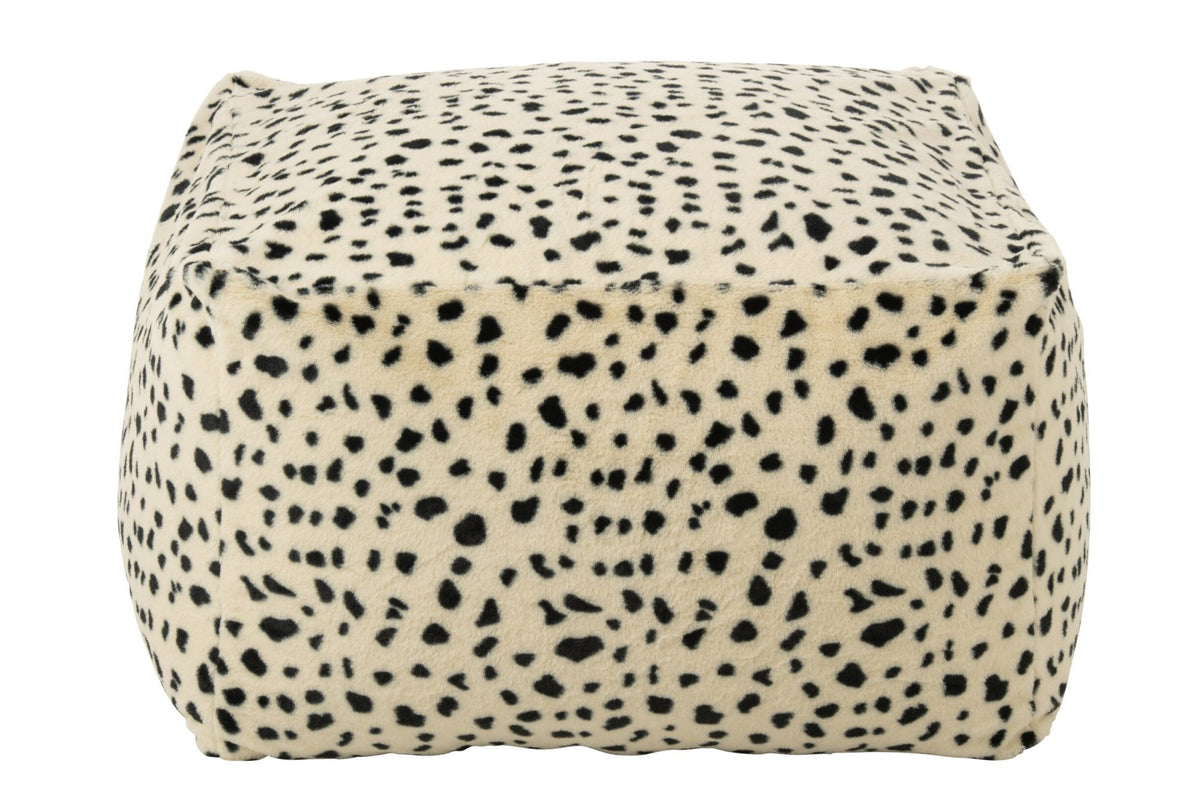 J-Line Poef met dalmatiërmotief - polyester - wit/zwart