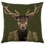 Gobelin kussen groen hert coltrui 45x45cm