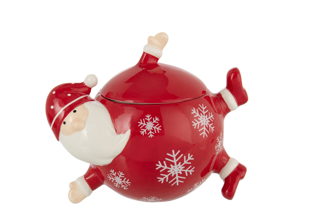 J-Line voorraadpot Kerstman Dolomiet - keramiek - wit/rood