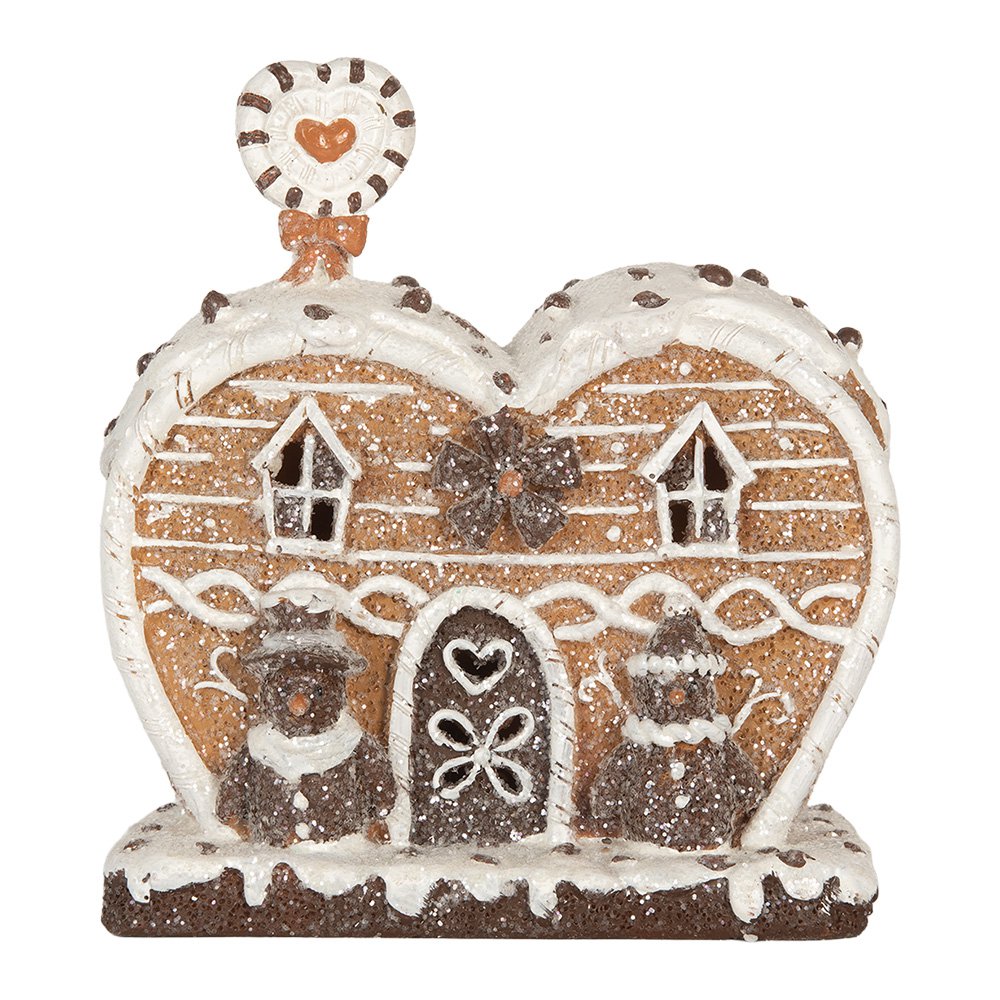 Gingerbread house met LED 18x10x19 cm Bruin Kunststof