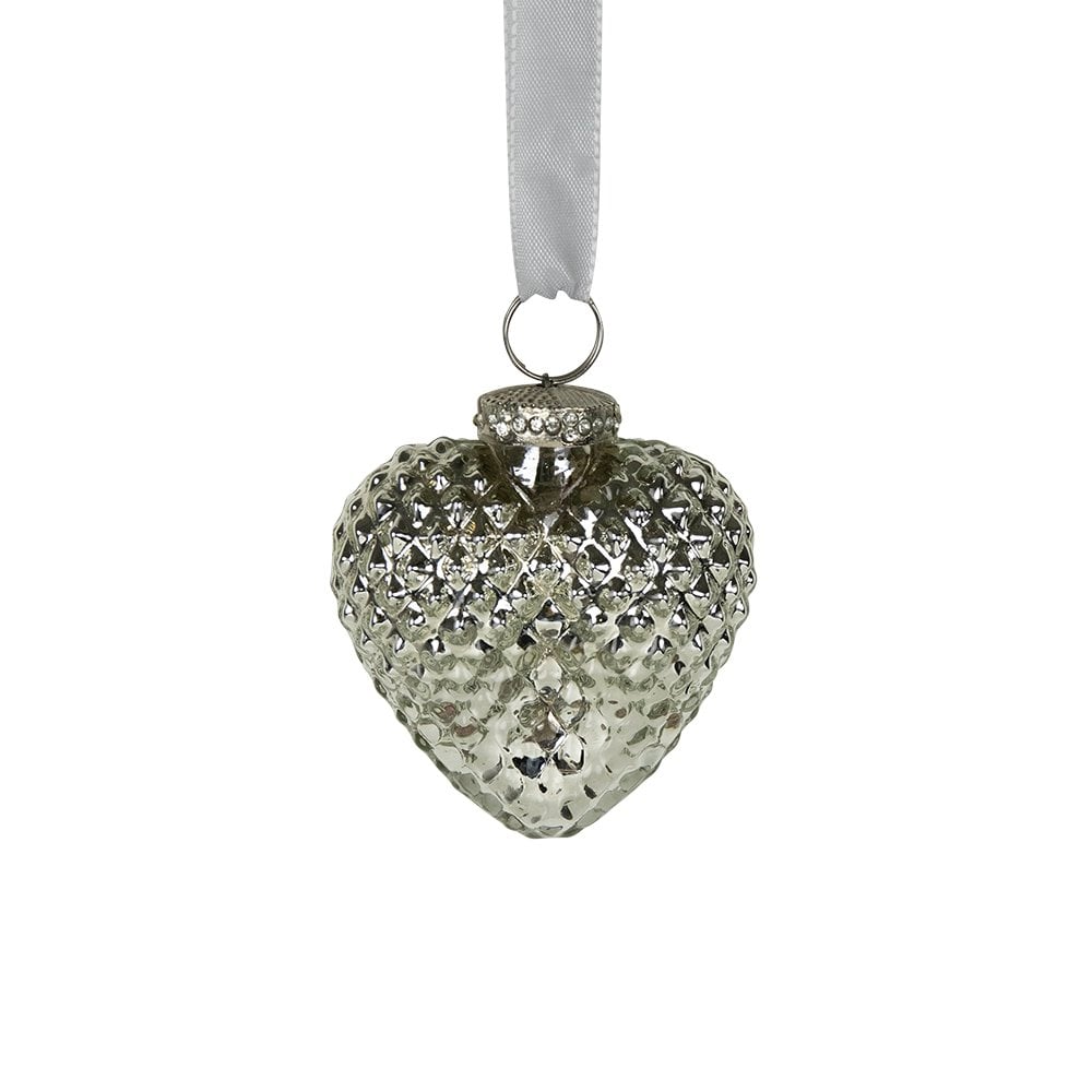 Decoratie hart zilver 8cm