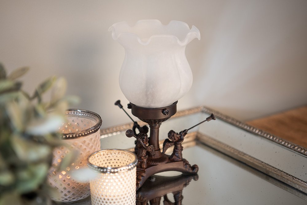 Tafellamp Bloem Ø 12x20 cm Wit Polyresin Bureaulamp