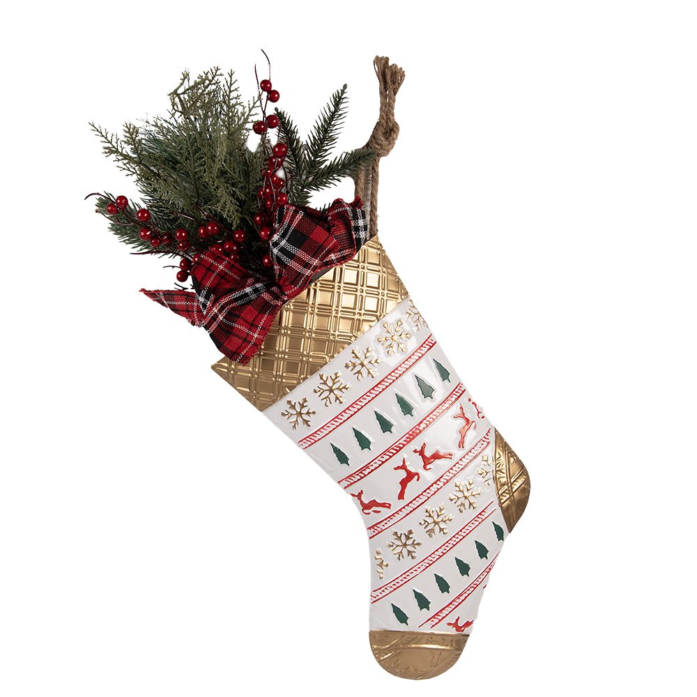 Kersthanger Kerstsok 25x6x62 cm Wit Metaal