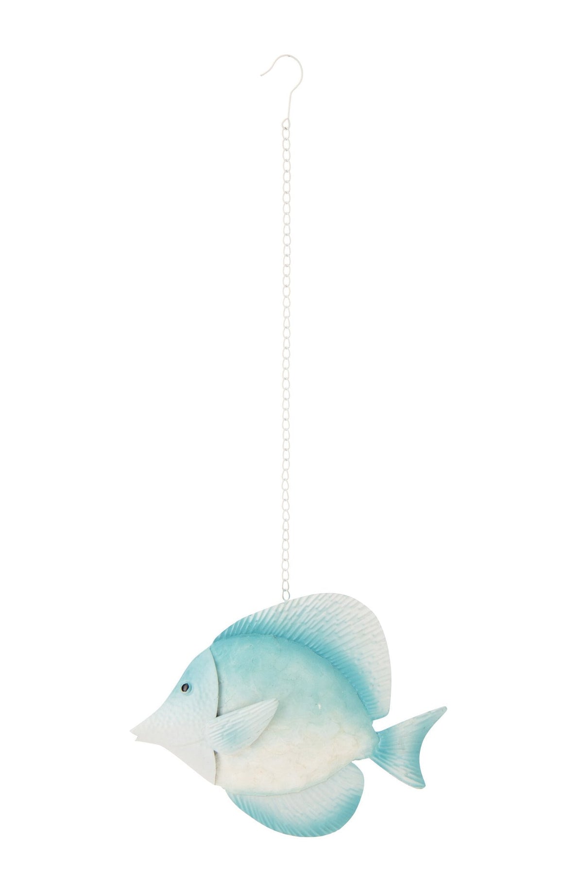 J-Line decoratie Vis Breed Hangend - ijzer - lichtblauw/wit