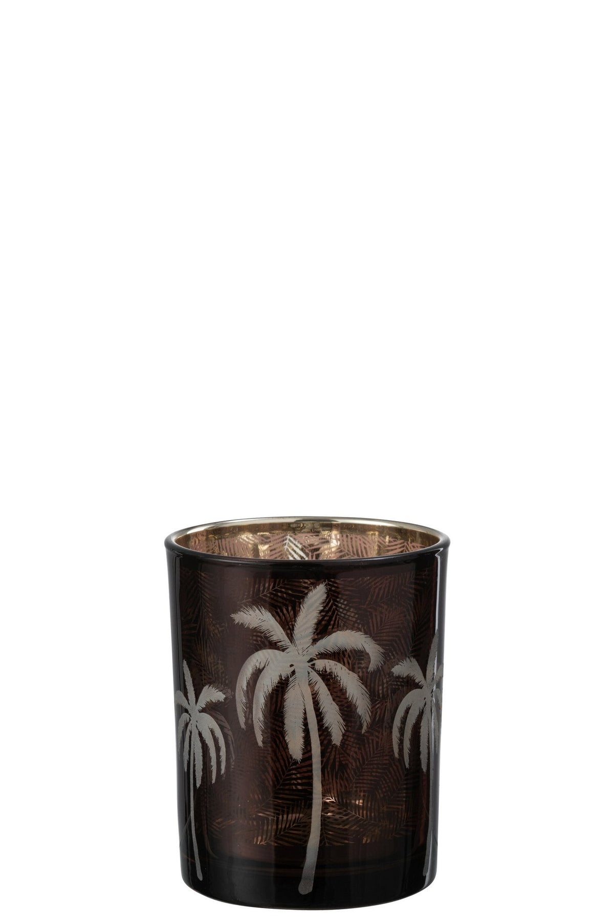 J-Line windlicht Palmboom - glas - bruin - medium
