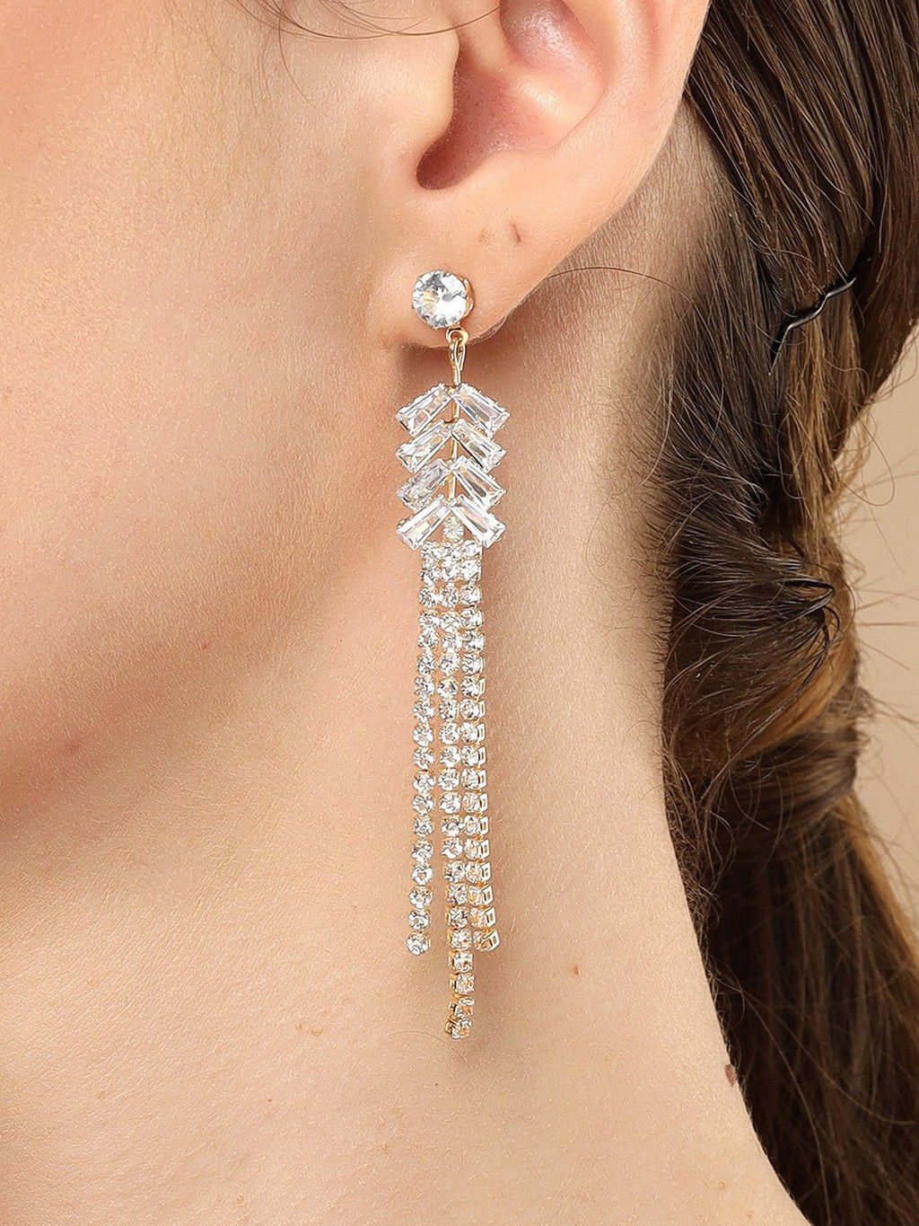 Eigentijdse oorbellen – mode-sieraden – vergulde zirkonia – 2 cm