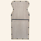 Wandspiegel met gebogen hals in antiek wit mangohouten frame