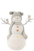 J-Line Sneeuwman Vogels Resine Wit/Grey Large