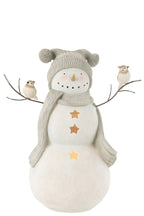 J-Line Sneeuwman Vogels Resine Wit/Grey Large