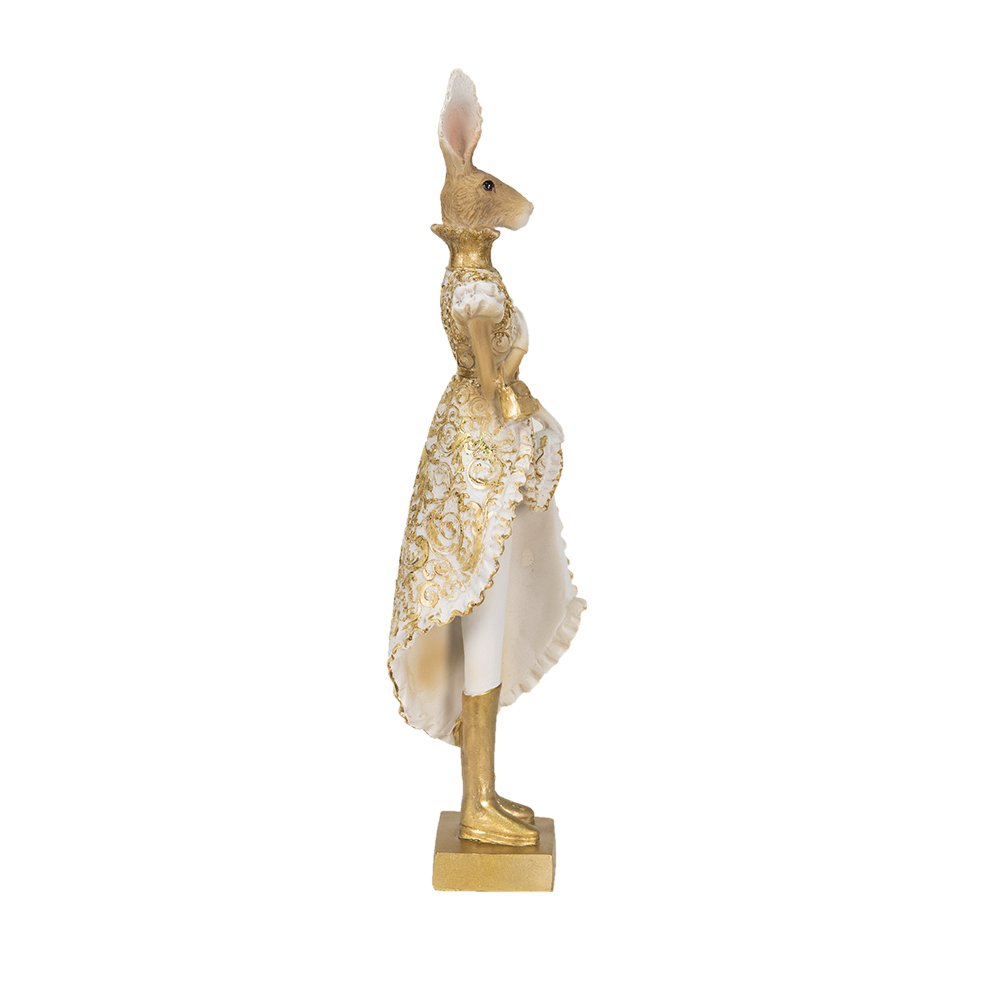 Beeld Konijn 11x8x33 cm Goudkleigrig polyresin