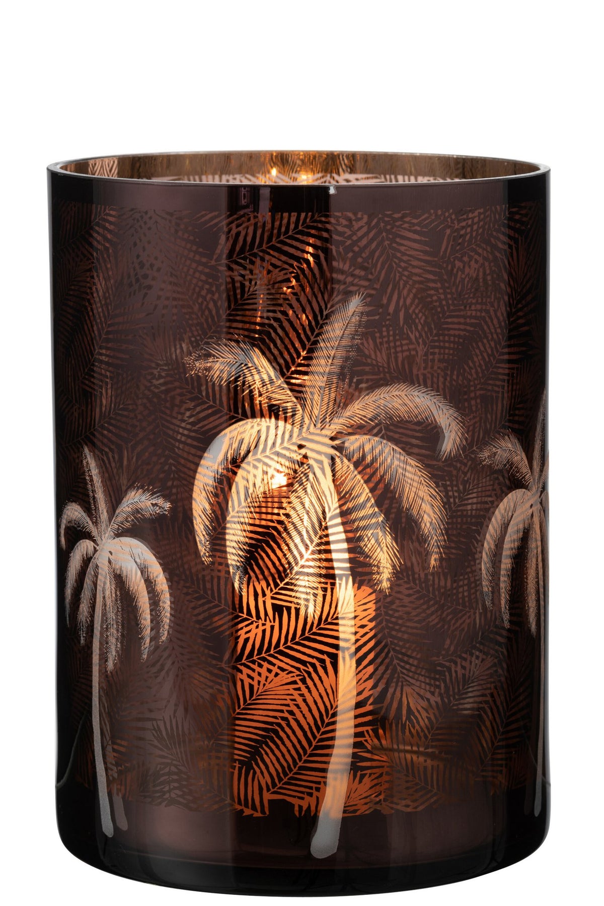 J-Line windlicht Palmboom - glas - bruin - extra large