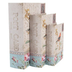 Opbergdoos Set van 3 Boeken 27/22 /17 cm Beige Hout Vogel