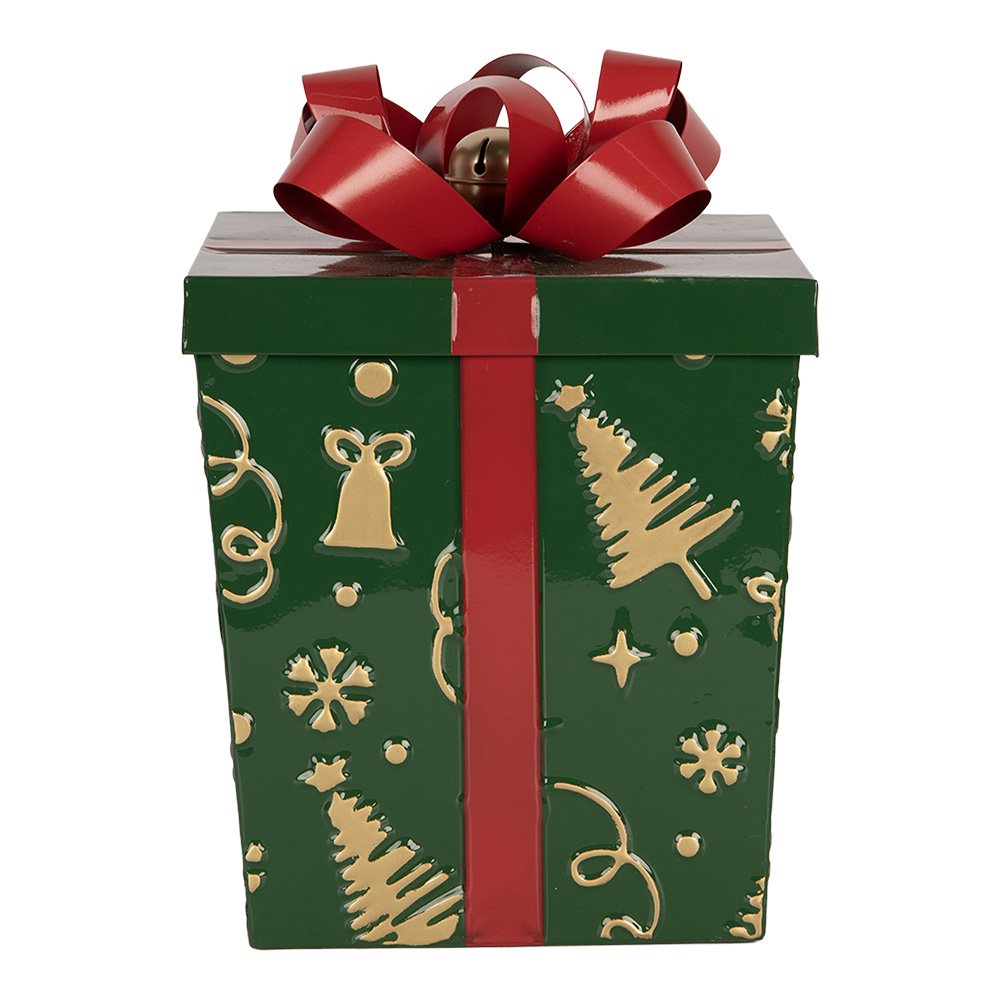Kerstdecoratie Beeld Cadeau 26x26x33 / 21x21x27 cm Rood Metaal