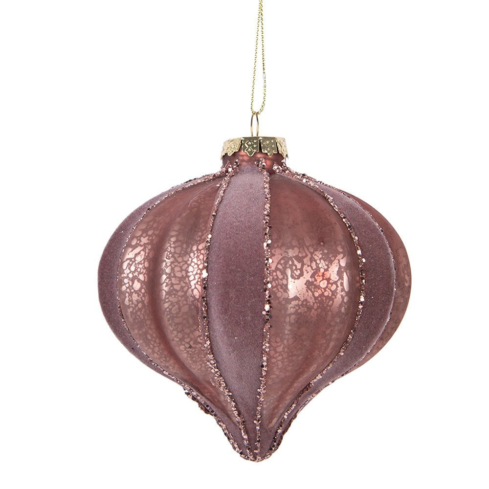 Kerstbal Ø 10x10 cm Roze Glas