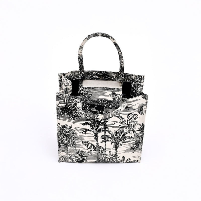 Tote Bag - Cadeautasje van canvas met natuurprint - Herbruikbaar milieuvriendelijk cadeau (31 x 16 x 31 cm)