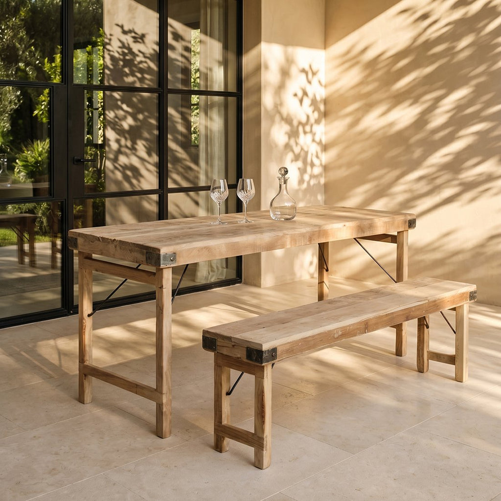 Limewash inklapbare markttafel/eettafel - 172x60x76 cm