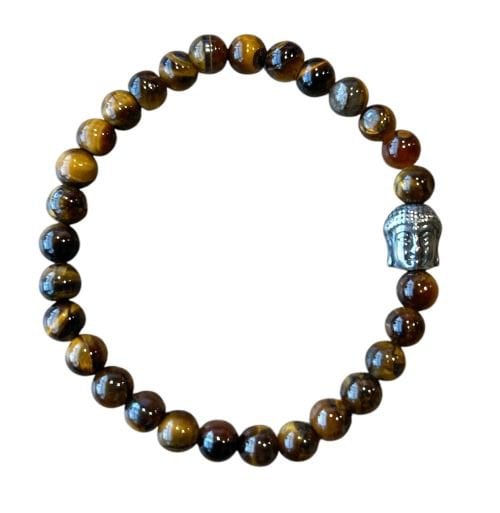Dames armband Tijgeroog 6 mm met Boeddha kraal