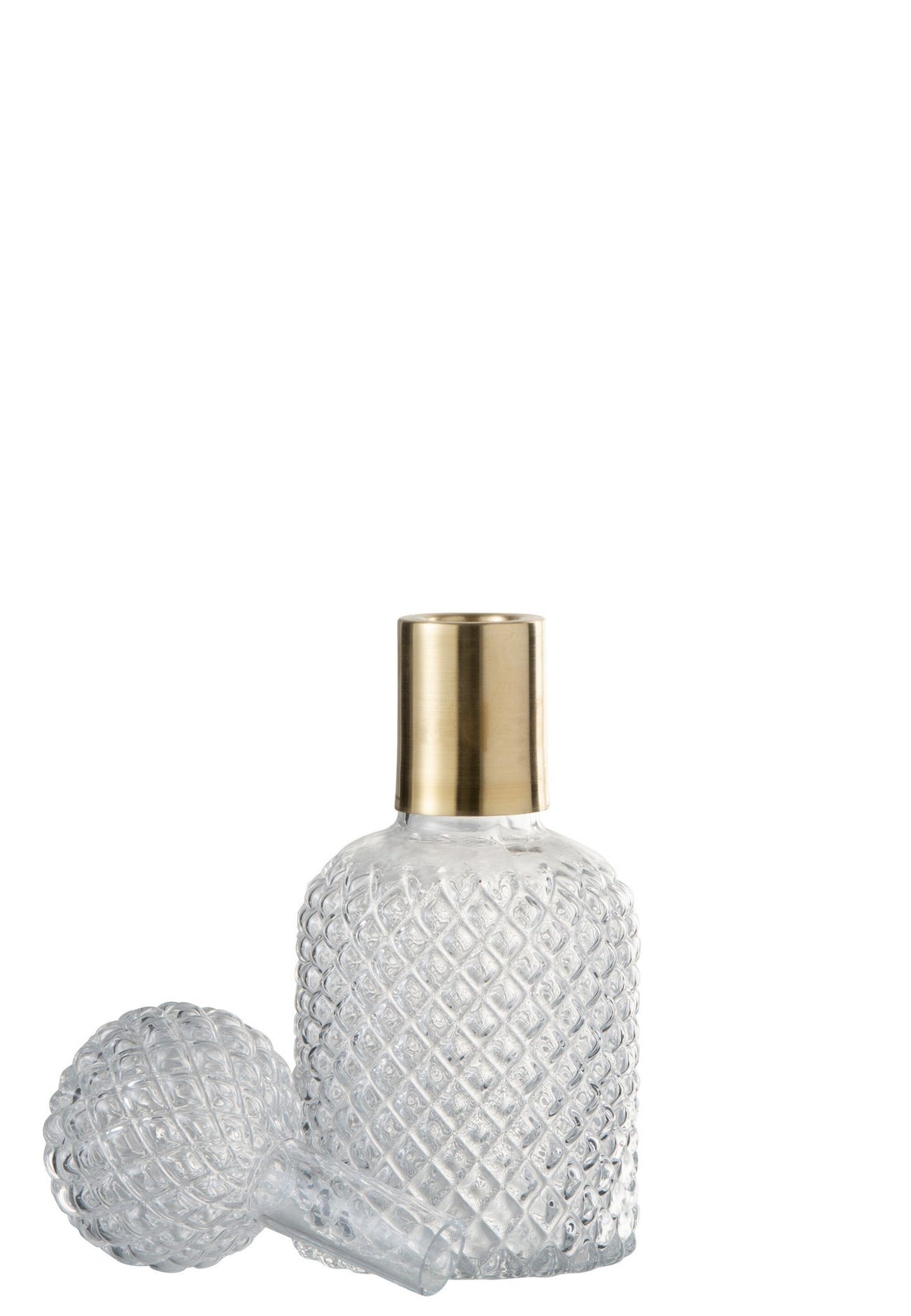 J-Line decoratie fles + stop Relief - glas - transparant - small