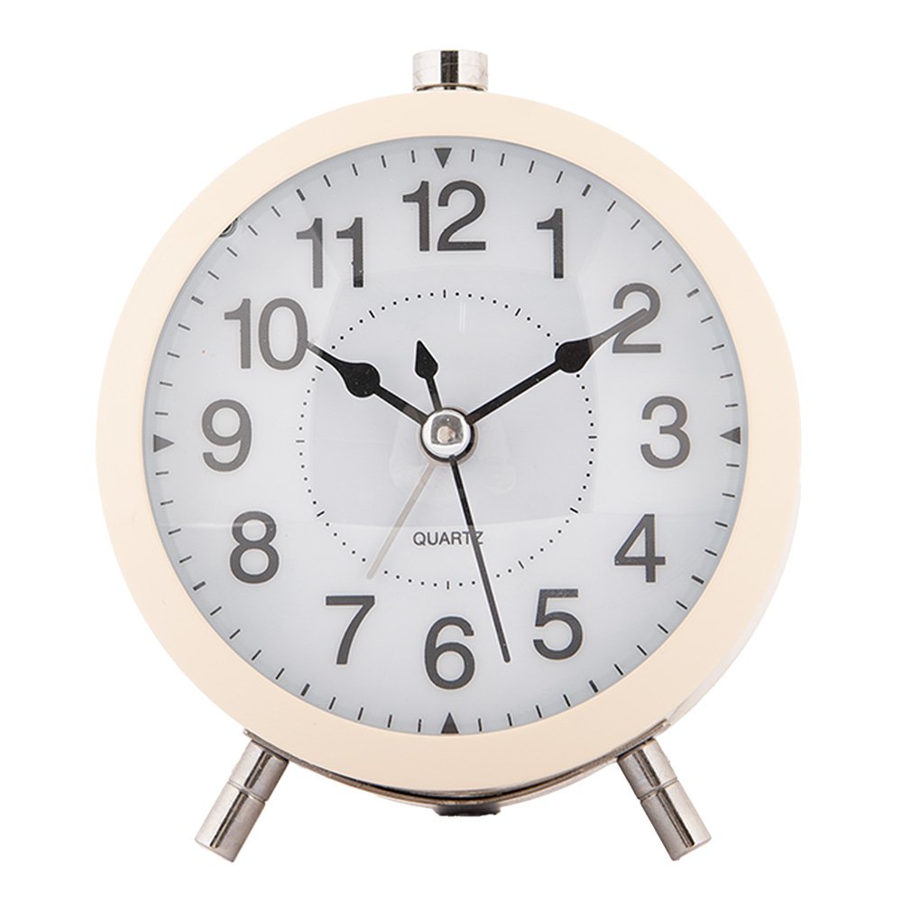 Wekker Analoog Ø 10x7x12 cm Beige Metaal