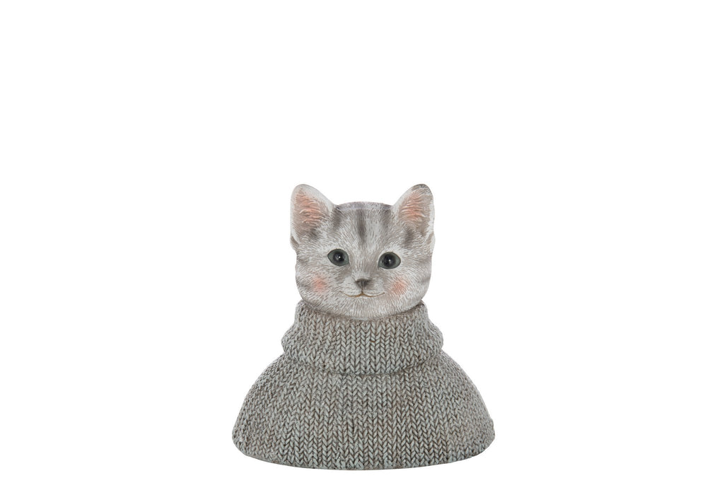 J-Line figuur Kat Bust Sweater - polyresin - blauw/wit