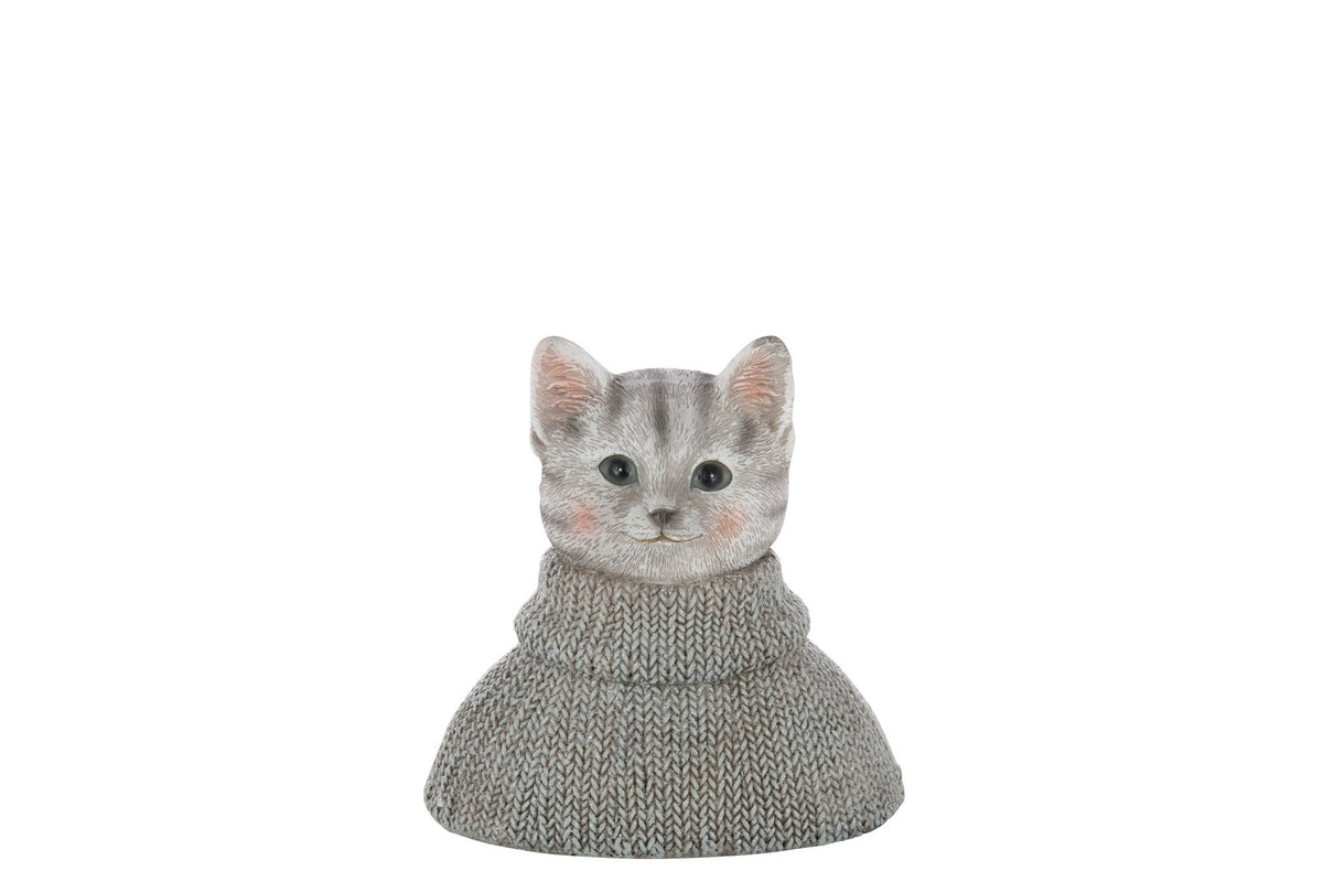 J-Line figuur Kat Bust Sweater - polyresin - blauw/wit