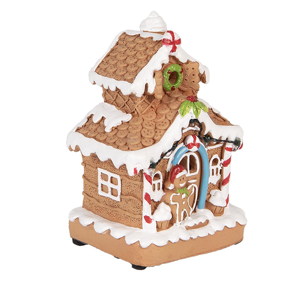 Kerstdecoratie met LED-verlichting Gingerbread house 11x10x17 cm / 2xAA Bruin Kunststof