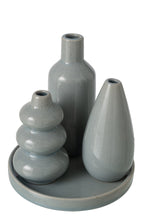 J-Line vaas Sliflore - porselein - grijs - 4 stuks