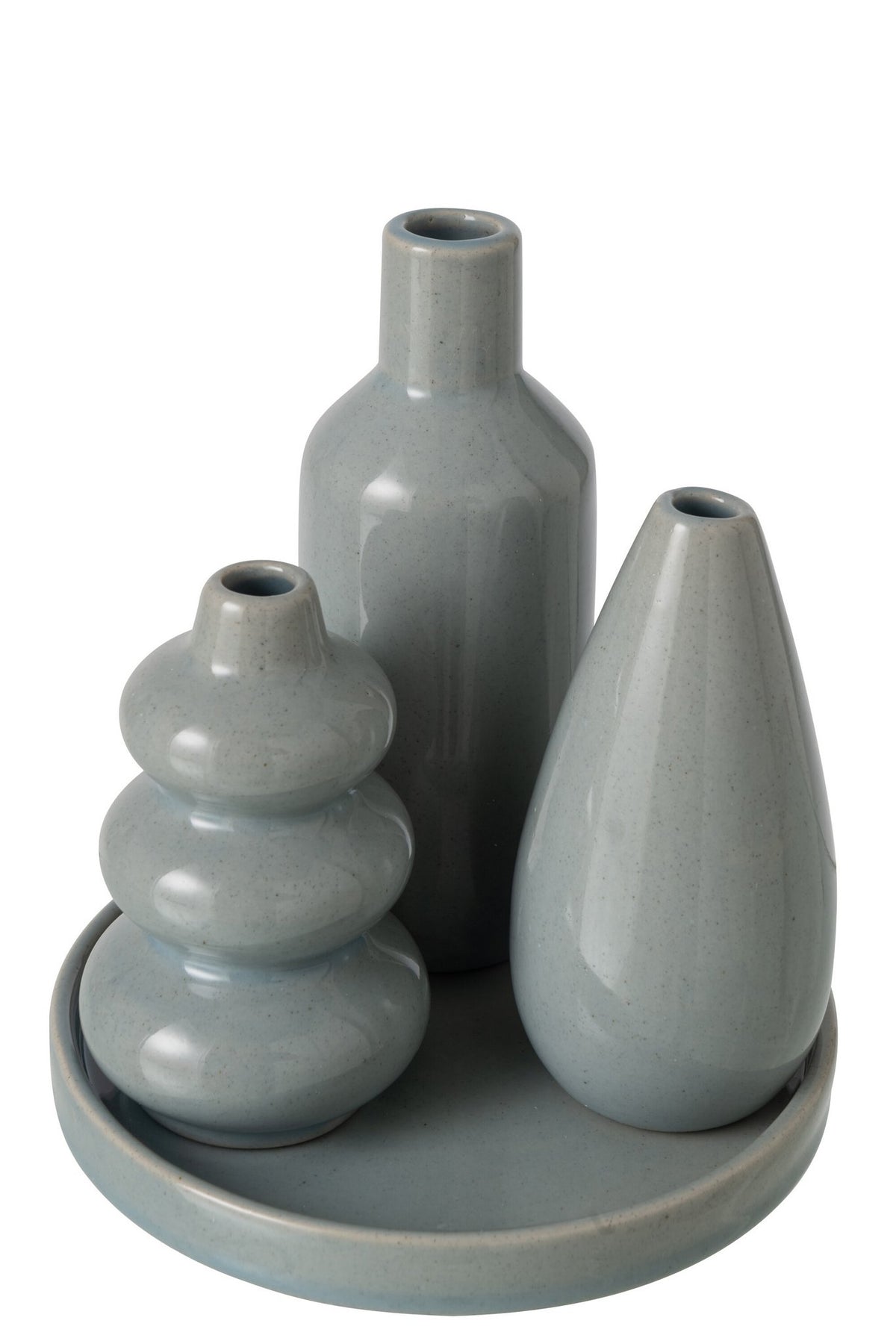 J-Line vaas Sliflore - porselein - grijs - 4 stuks