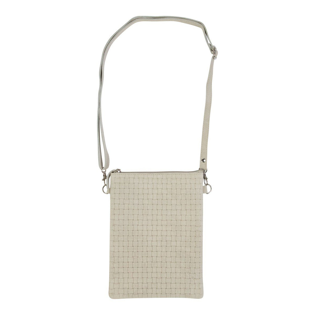 Crossbody tas verticaal geweven sand 23x17cm (bos taurus taurus)