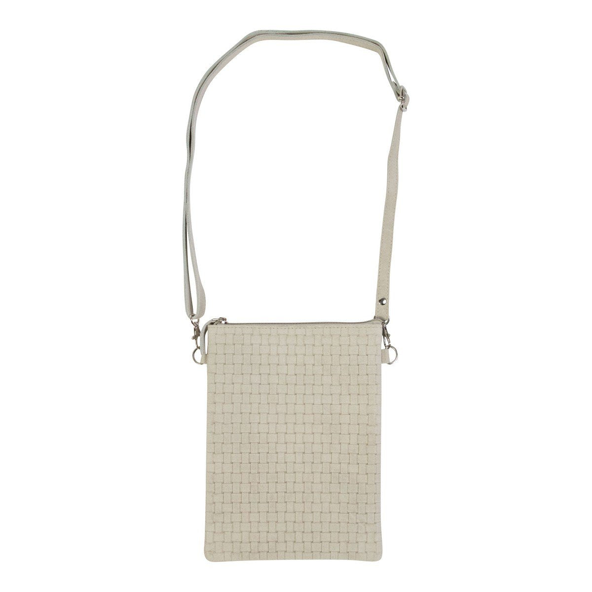 Crossbody tas verticaal geweven sand 23x17cm (bos taurus taurus)