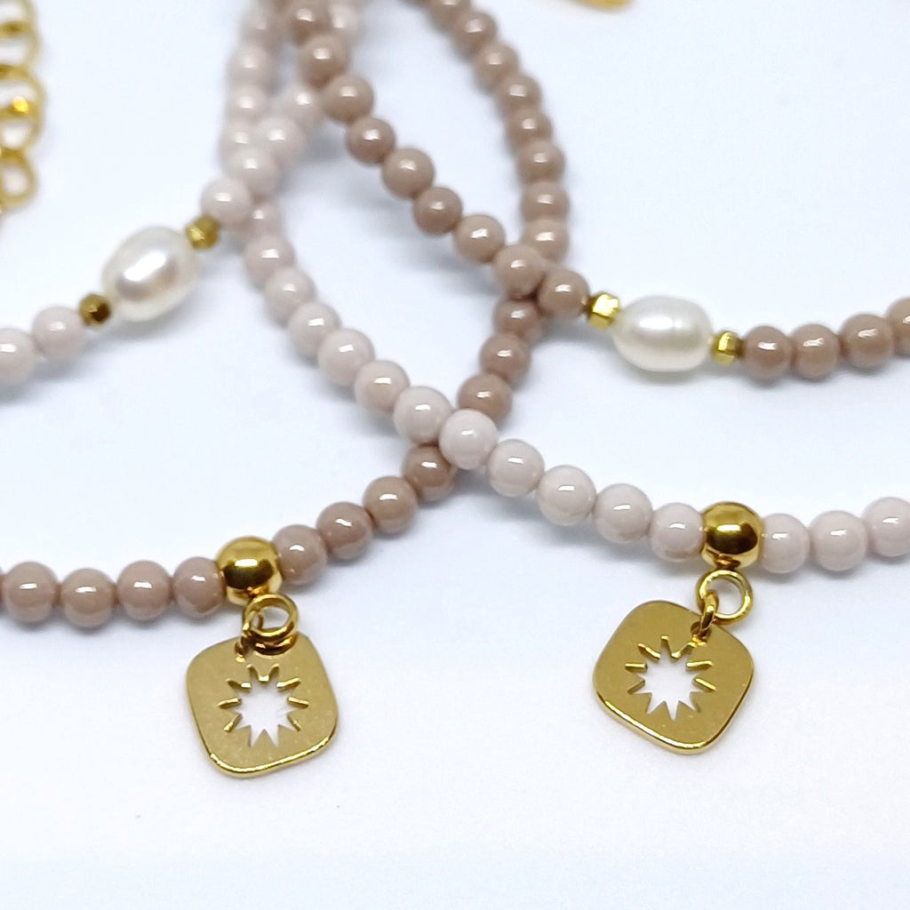 Zirkonia armband ronde kralen bedel ster