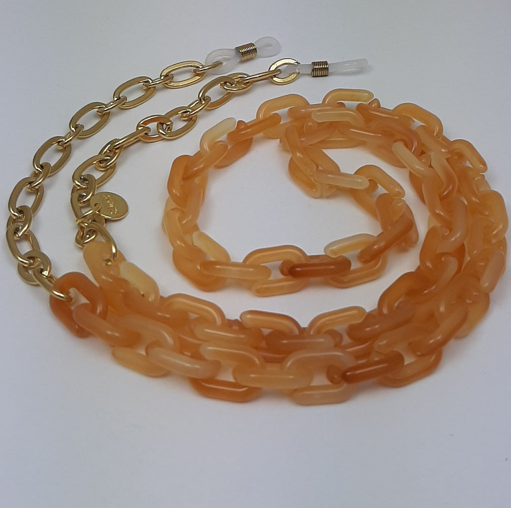 Brillenkoord acrylic chain verguld