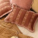 Kussenhoes | Heather Rhubarb Cross Stitch langwerpige kussenhoes van Sanctuary Living