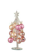 J-Line decoratie kerstboom + Ballen - glas - roze/transparant - S