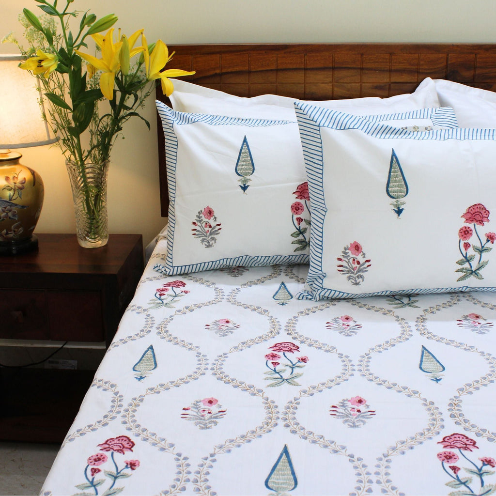 Laken | Katoenen handblok Garden Blooms | Set van 3