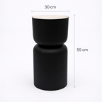 Marmeren Drum Bijzettafel - Zwart Ijzer - Modern Design
