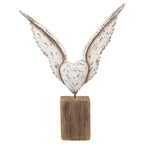 Decoratie Beld Vlugels 26x5x33 cm Wit Bruin Hout