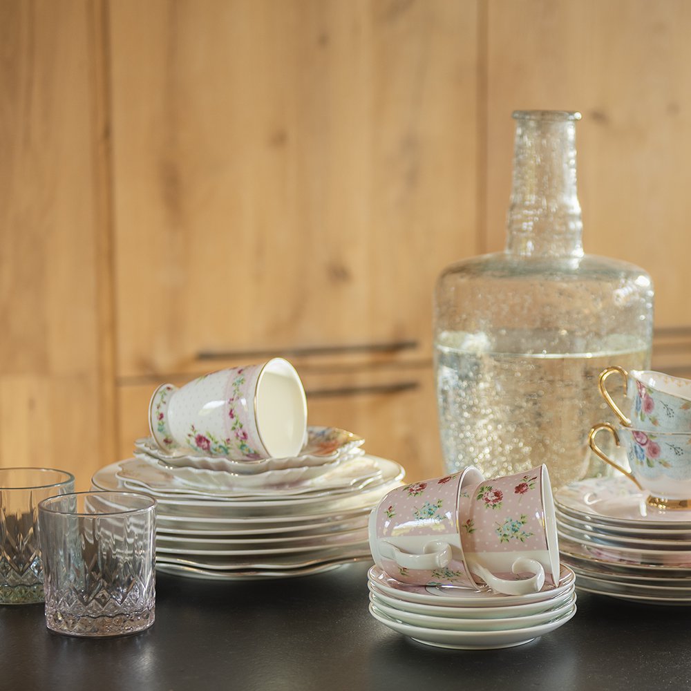 Mok 300 ml met Roze Porselein Bloemen Theemok