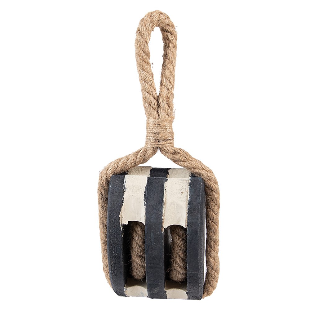 Decoratie Katrol 14x12x21/35 cm Zwart Hout