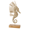 J-Line decoratie Zeepaard Op Voet - gras - naturel - L