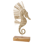 J-Line decoratie Zeepaard Op Voet - gras - naturel - L